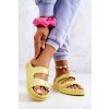 Zlaté dámske šľapky na plošej podrážke HY87-17A YELLOW