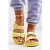 Zlaté dámske šľapky na plošej podrážke HY87-17A YELLOW