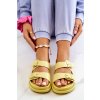 Zlaté dámske šľapky na plošej podrážke HY87-17A YELLOW