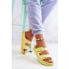 Zlaté dámske šľapky na plošej podrážke HY87-17A YELLOW