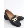 Dámske čierne elegantné mokasíny z eko kože, hladké, hranatá špička, kód produktu GO-26
