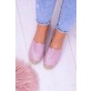 Ružové dámske espadrilky s trblietkami na rovnej podrážke, textil, kód produktu 2870-1 PINK