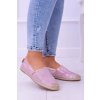 Ružové dámske espadrilky s trblietkami na rovnej podrážke, textil, kód produktu 2870-1 PINK