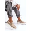 Béžové dámske kožené tenisky na platforme s prírodnou kožou, kód produktu 10151 V.TAUPE+KRYSZTAŁ ZŁ