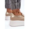 Béžové dámske kožené tenisky na platforme s prírodnou kožou, kód produktu 10151 V.TAUPE+KRYSZTAŁ ZŁ