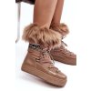 Béžové dámske snehule s hrubou podrážkou a teplou zateplením, kód produktu NB605 KHAKI