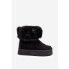 Čierne dámske snehule z eko semišu s hrejivou kožušinou, kód produktu VL215P BLACK