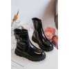 Detské lakované členkové topánky se spony čierne chloraia / 7301-2C/3C SHINY BLACK (Veľkosť 25)