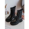 Dievčenské botky sztyblety ozdobené džetami čierne adelie / 7310-2A BLACK (Veľkosť 25)