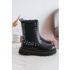 Dievčenské botky sztyblety ozdobené džetami čierne adelie / 7310-2A BLACK (Veľkosť 25)