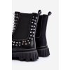 Dievčenské botky sztyblety ozdobené džetami čierne adelie / 7310-2A BLACK (Veľkosť 25)
