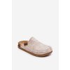 Dámske textilné papuče s prírodnou kožou na stielke, béžové, DJ0000010 BEŻOWY