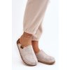Dámske textilné papuče s prírodnou kožou na stielke, béžové, DJ0000010 BEŻOWY