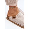 Dámske textilné papuče s prírodnou kožou na stielke, béžové, DJ0000010 BEŻOWY