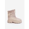 Dámske textilné snehule na plochej podrážke béžovej farby s hrubou kožušinovou izoláciou a zipsom, kód produktu 34635 BEZOWY