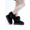 Čierne dámske snehule z eko semišu s hrubou podošvou a zateplením, kód produktu 20202-4A BLACK