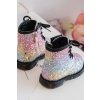 Detské brokatové botky ocenené suwakiem multikolor saussa / 20323-1C/2C/3C RAINBOW (Veľkosť 19)