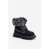 Detské trapery botky na zips s kožušinou čierne gerande / 20306-1A/2A/3A BLACK (Veľkosť 19)