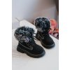 Detské trapery botky na zips s kožušinou čierne gerande / 20306-1A/2A/3A BLACK (Veľkosť 19)