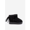 Detské čižmy s kožušinou a šňůrkami čierne mikyla / 20222-1A/2A/3A BLACK (Veľkosť 19)
