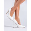 Biele dámske lodičky s hrubým podpätkom z eko kože, kód produktu 82570-A