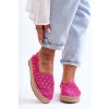 Ružové dámske espadrilky s platformou a ažúrovým vzorom, kód produktu 6605 ROSE RED