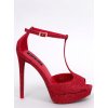 Červené dámske lodičky na ihlovom podpätku, kód produktu 34280-B