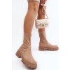 Vložené boty na ploché podrážce béžové Divella (Veľkosť 40)