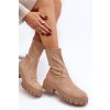 Vložené boty na ploché podrážce béžové Divella (Veľkosť 40)