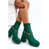 Dámské kotníčkové boty na podpatku se řetízkem zelené Tiselo (Veľkosť 36)