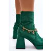 Dámské kotníčkové boty na podpatku se řetízkem zelené Tiselo (Veľkosť 36)