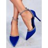Dámske modré lodičky na ihloвом podpätku s kamienkami, PM2886