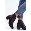 Dámské kožené botky na nízkém sloupku se sponou černé Liliane (Veľkosť 36)