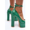 Dámske zelené lodičky na stĺpovom podpätku s platformou z eko kože, kód produktu A30-110 GREEN