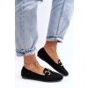Čierne dámske semišové mokasíny s eko koženou vložkou, kód produktu 9988-61 BLACK