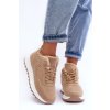 Béžové dámske platformové tenisky na šnúrovanie s eko kožou a hrejivou kožušinou, kód produktu TL233-63 KHAKI