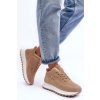 Béžové dámske platformové tenisky na šnúrovanie s eko kožou a hrejivou kožušinou, kód produktu TL233-63 KHAKI