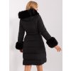 Dámska čierna zimná bunda s kapucňou z polyesteru, kód produktu NM-KR-DA-0743.99P