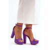 Pohodlné semišové sandály na vysokém sloupku fialové Essence (Veľkosť 40)