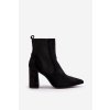 Čierne dámske členkové topánky s stĺpovým podpätkom z eko semišu, DES905S BLACK
