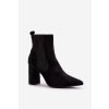 Čierne dámske členkové topánky s stĺpovým podpätkom z eko semišu, DES905S BLACK