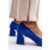Dámske modré lodičky z eko semišu na stĺpovom podpätku, kód produktu UK135 BLUE