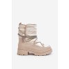 Dámske béžové snehule z eko kože s hrubou podrážkou a teplou kožušinou, kód produktu NS363 BEIGE