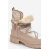 Dámske béžové snehule z eko kože s hrubou podrážkou a teplou kožušinou, kód produktu NS363 BEIGE