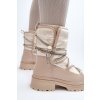Dámske béžové snehule z eko kože s hrubou podrážkou a teplou kožušinou, kód produktu NS363 BEIGE