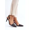 Čierne dámske ihlové lodičky s špičkou z syntetického materiálu, vnútorná vložka z prírodnej kože, kód produktu MR1966-11 BLACK