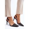 Čierne dámske ihlové lodičky s špičkou z syntetického materiálu, vnútorná vložka z prírodnej kože, kód produktu MR1966-11 BLACK