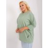 Pistáciovo-zelená dámska blúzka plus size z bavlny a elastanu, RV-BZ-9086.57P