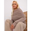 Dámsky tmavo béžový sveter zo zmesi viskózy, polyesteru a nylonu, plus size, kód produktu PM-SW-PM724.26P