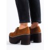 Hnedé dámske poltopánky na platforme z ekologického semišu, kód produktu 8602M-MAR
